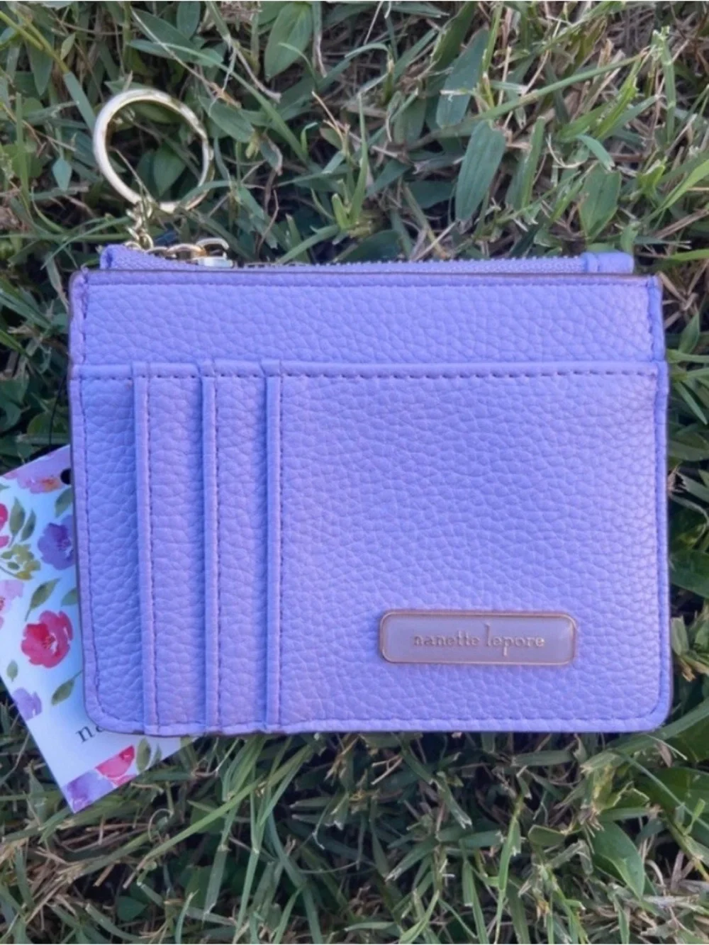 Nanette Lepore Lavender Leather Card & Key Holder